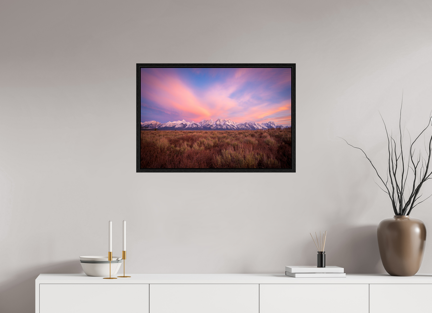 30 x 20″, Floater Frame Sunrise in Grand Teton