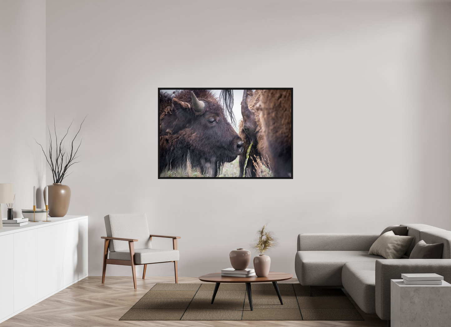 60 x 40″, Floater Frame The Bison Consumes