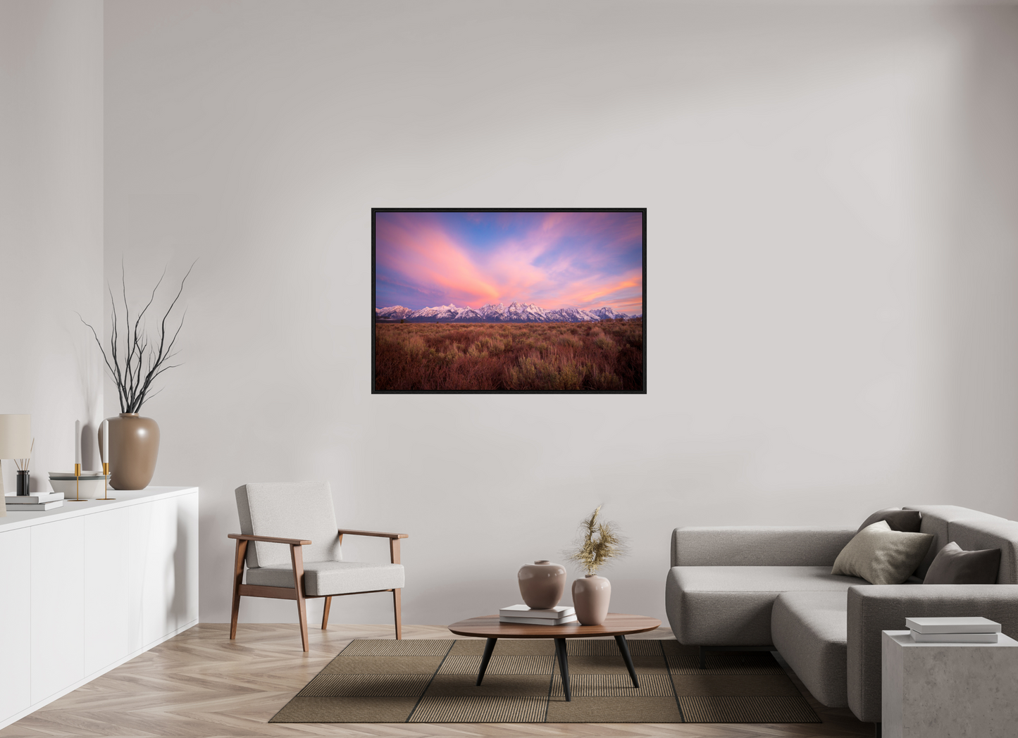 54 x 36″, Floater Frame Sunrise in Grand Teton