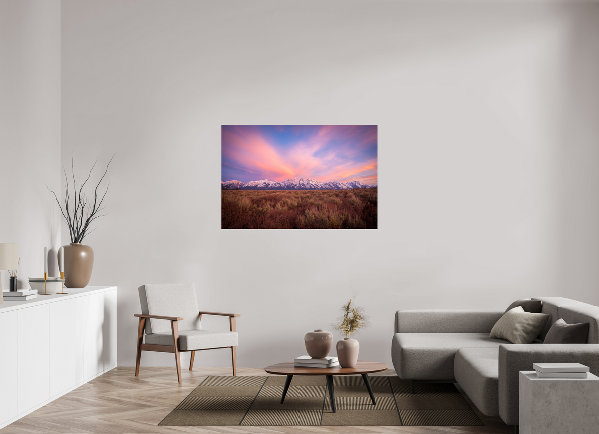 54 x 36″, Photo Print Under Acrylic Glass Sunrise in Grand Teton