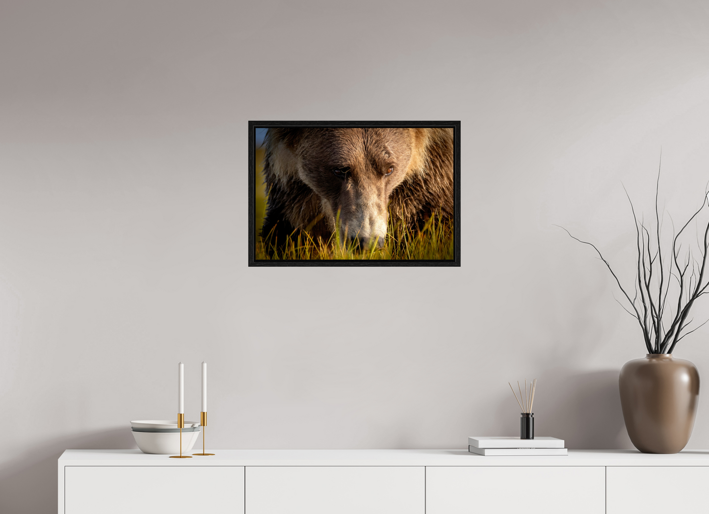 24 x 16″, Floater Frame The Brown Bear's Gaze