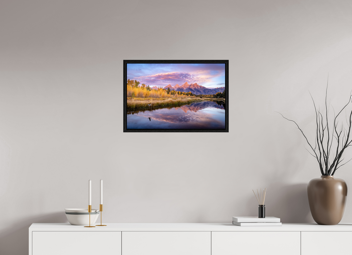 24 x 16″, Floater Frame Sunrise at Schwabacher Landing