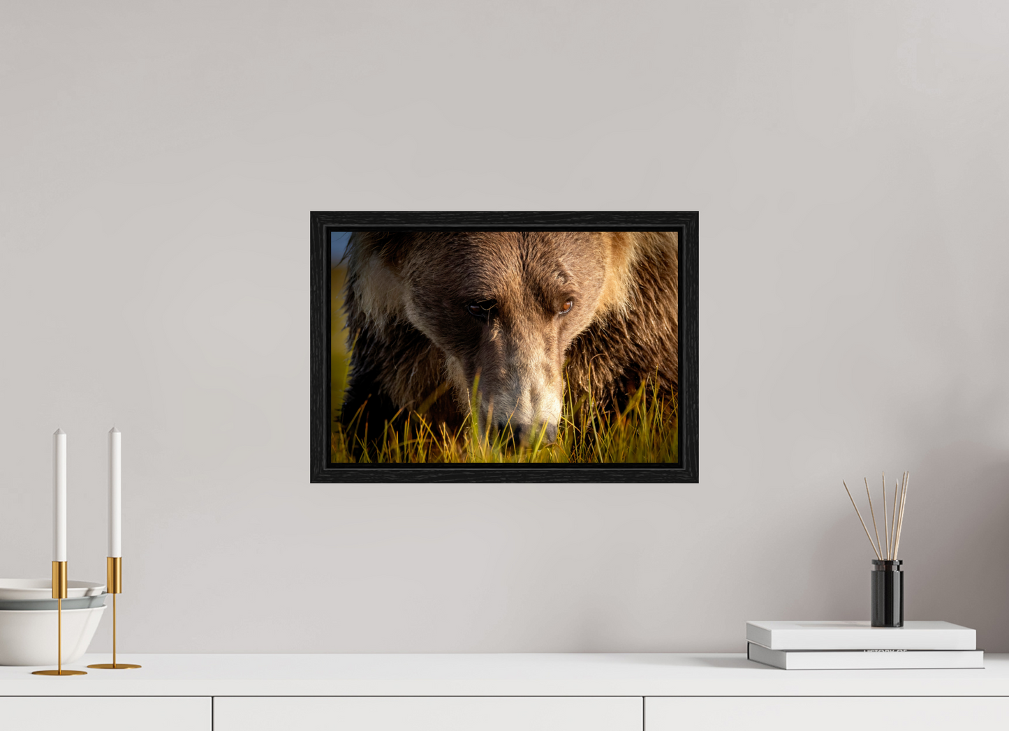 15 x 10″, Floater Frame The Brown Bear's Gaze