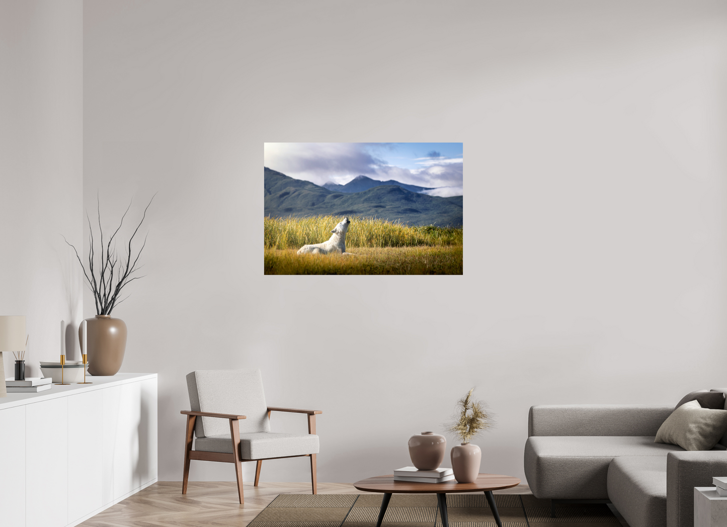 45 x 30″, Photo Print On Fuji Crystal DP II The Call of the White Wolf