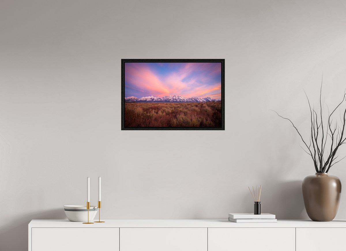 24 x 16″, Floater Frame Sunrise in Grand Teton