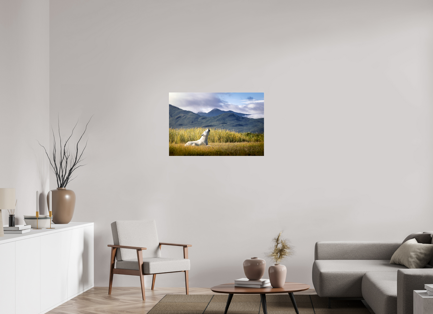 36 x 24″, Photo Print Under Acrylic Glass The Call of the White Wolf