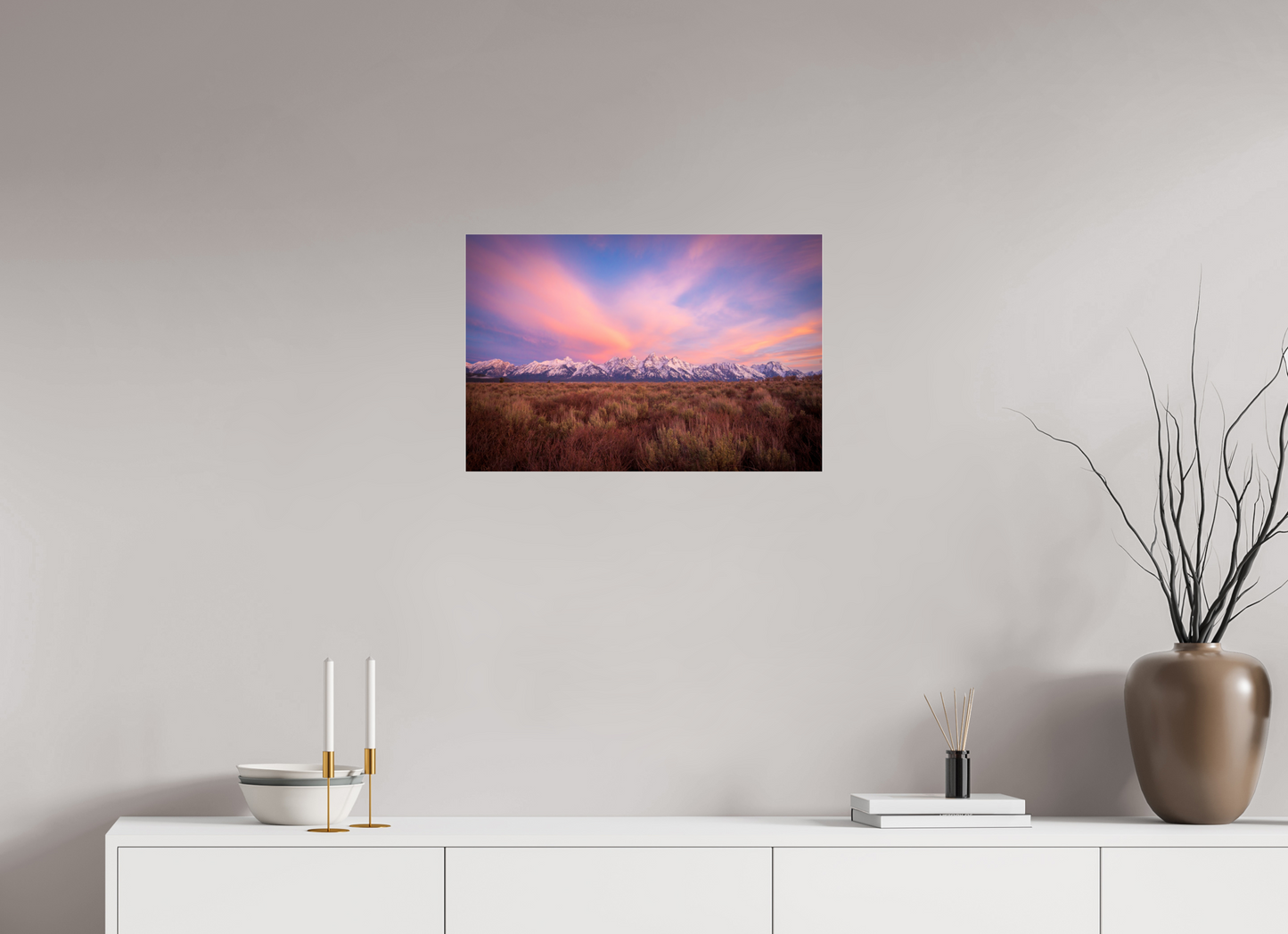 24 x 16″, Photo Print Under Acrylic Glass Sunrise in Grand Teton