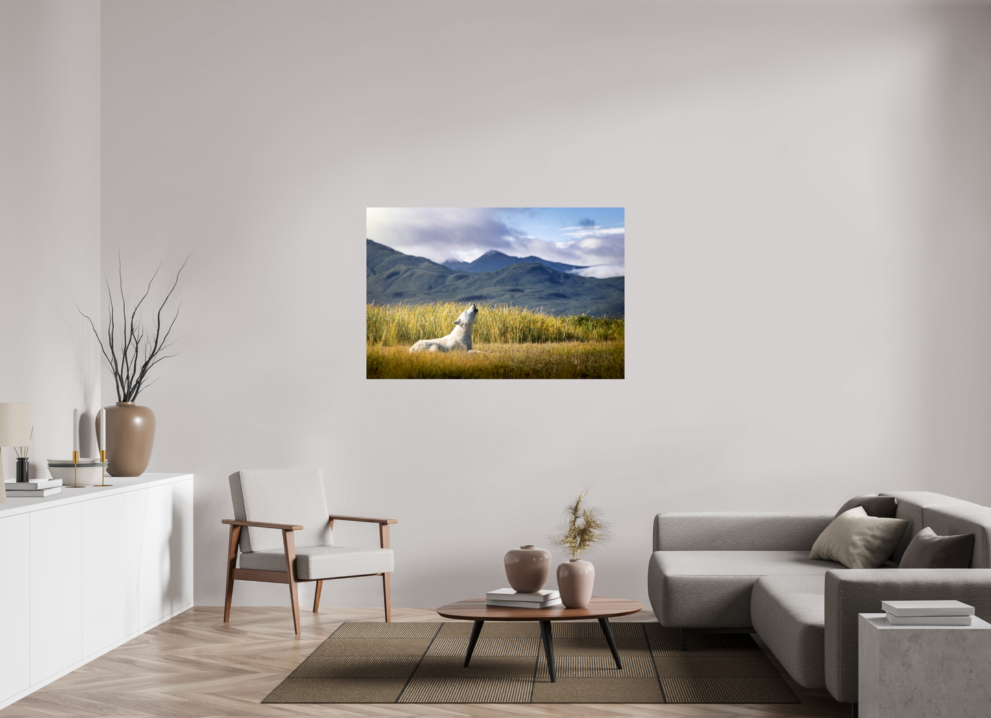 54 x 36″, Photo Print On Fuji Crystal DP II The Call of the White Wolf