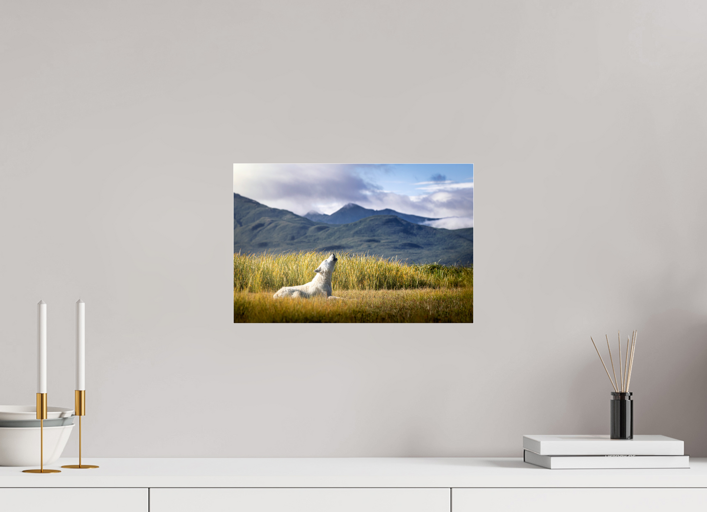 15 x 10″, Photo Print Under Acrylic Glass The Call of the White Wolf