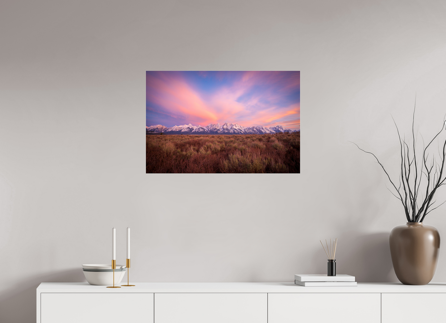30 x 20″, Photo Print Under Acrylic Glass Sunrise in Grand Teton