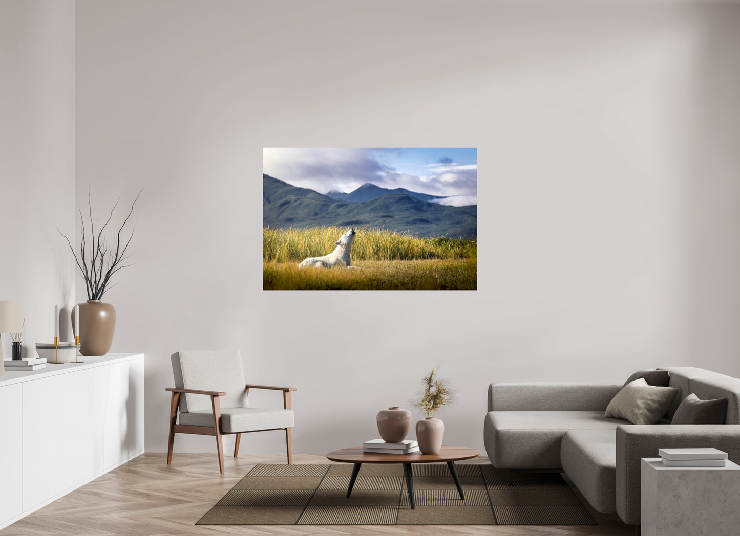 60 x 40″, Photo Print On Fuji Crystal DP II The Call of the White Wolf