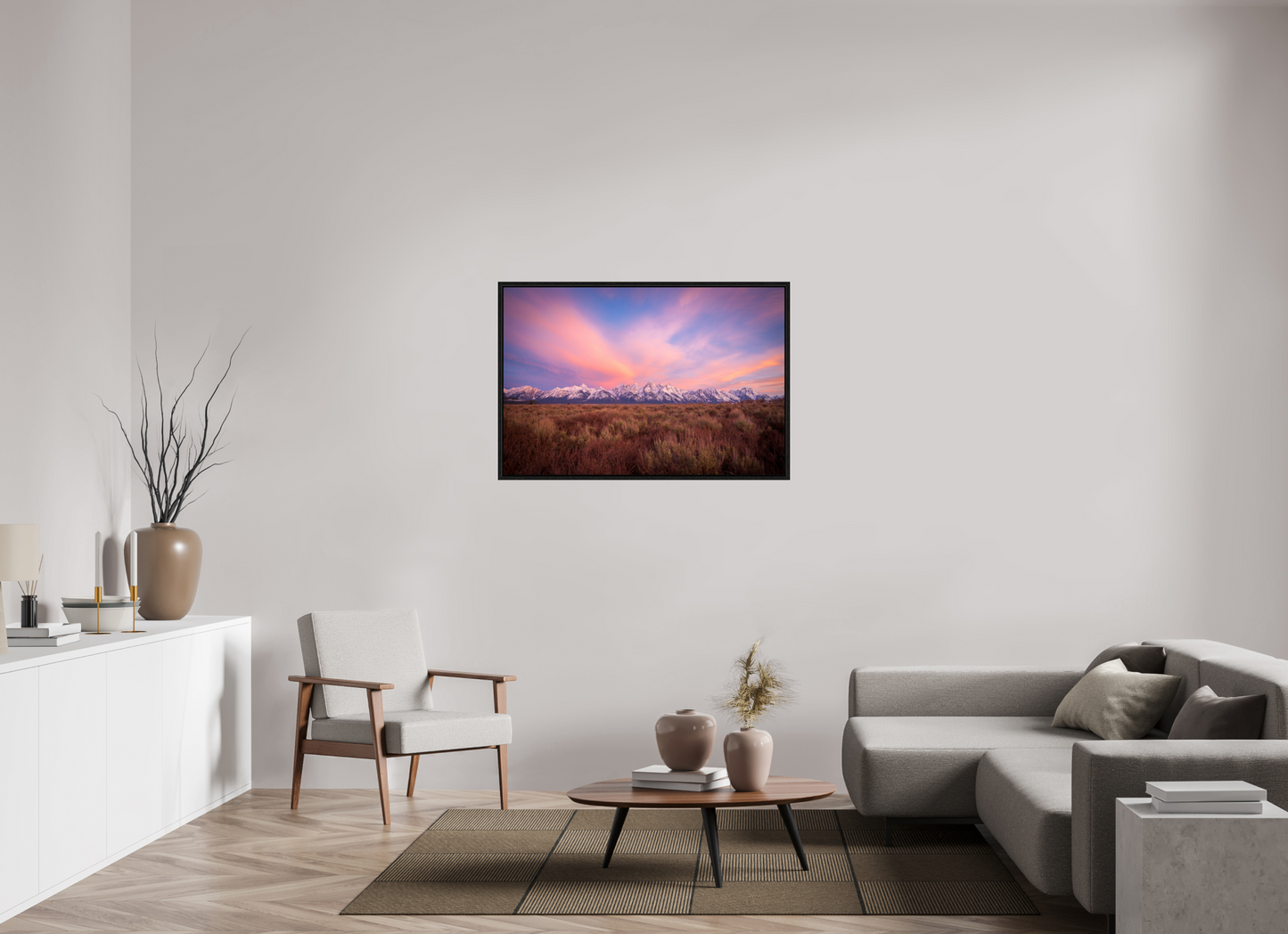 45 x 30″, Floater Frame Sunrise in Grand Teton