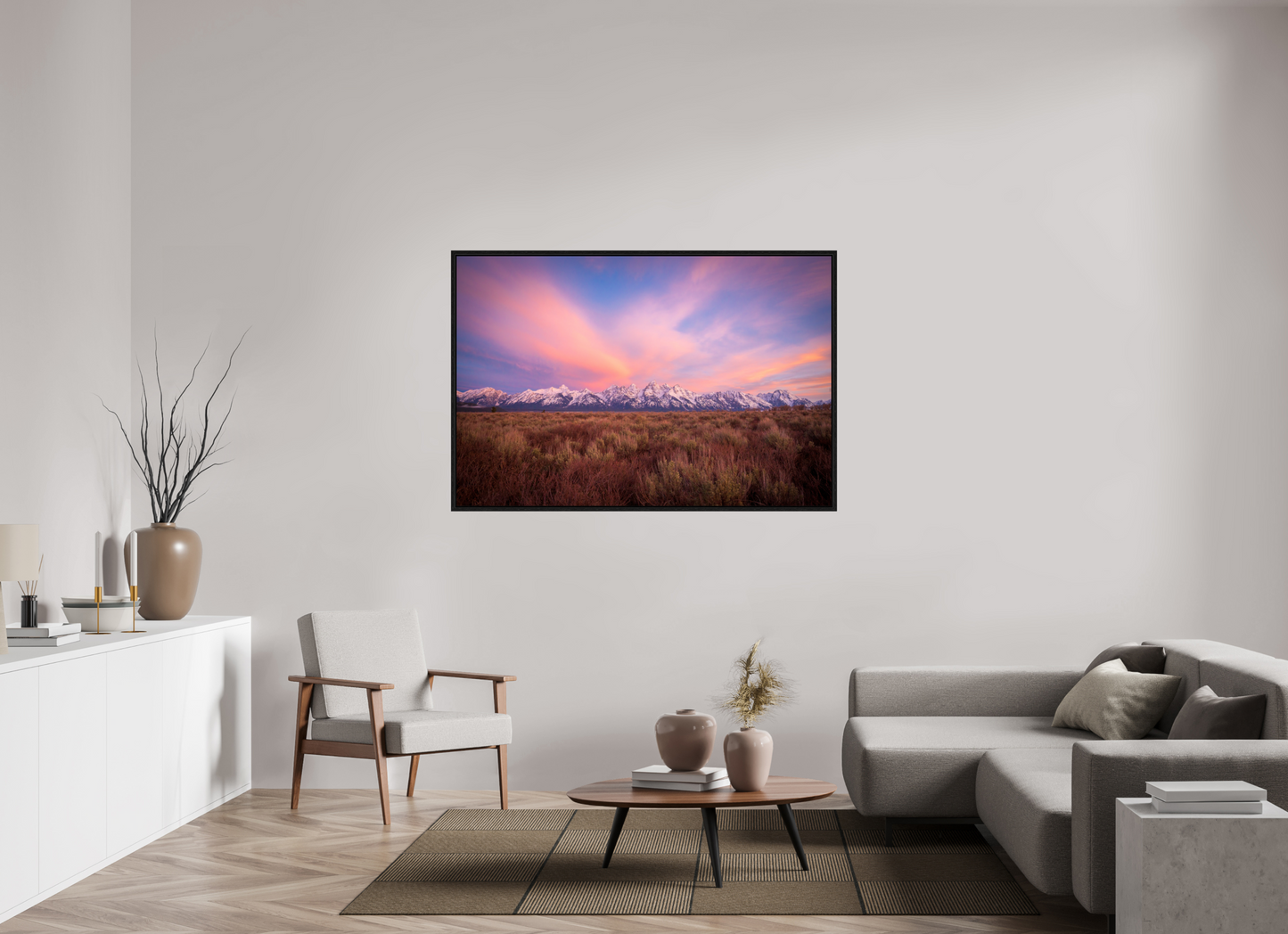 60 x 40″, Floater Frame Sunrise in Grand Teton