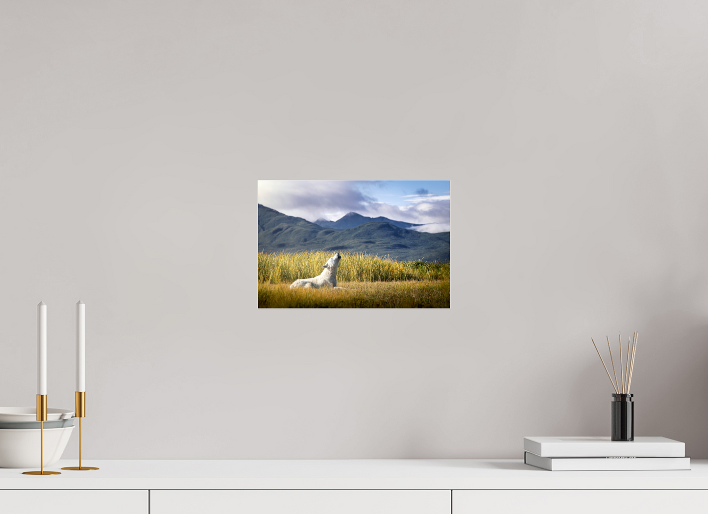 12 x 8″, Photo Print Under Acrylic Glass The Call of the White Wolf