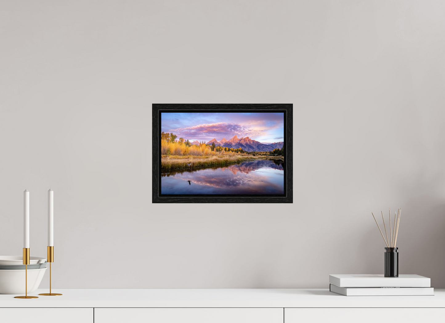 12 x 8″, Floater Frame Sunrise at Schwabacher Landing